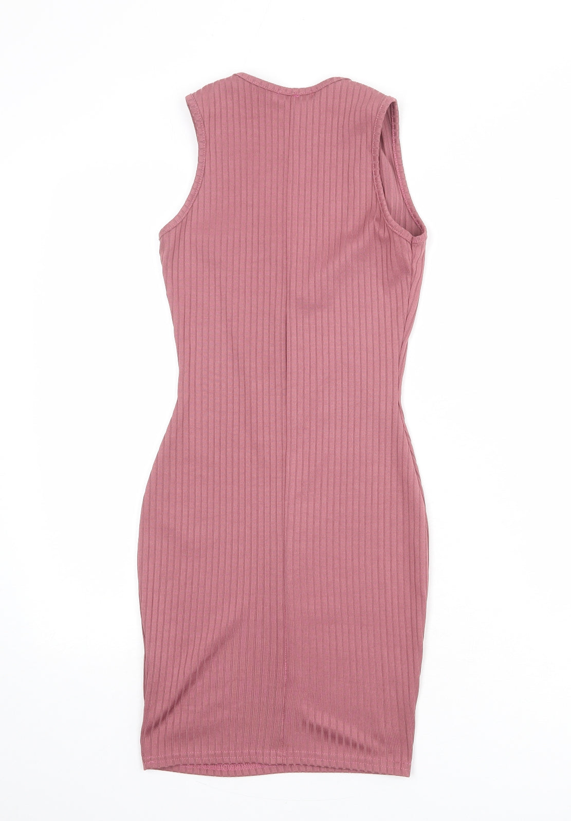 PRETTYLITTLETHING Womens Pink Polyester Bodycon Size 6 V-Neck Pullover
