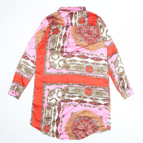 Quiz Womens Multicoloured Geometric Polyester Shirt Dress Size 10 Collared Button