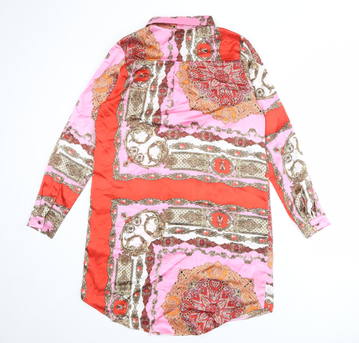 Quiz Womens Multicoloured Geometric Polyester Shirt Dress Size 10 Collared Button