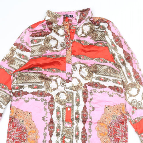 Quiz Womens Multicoloured Geometric Polyester Shirt Dress Size 10 Collared Button