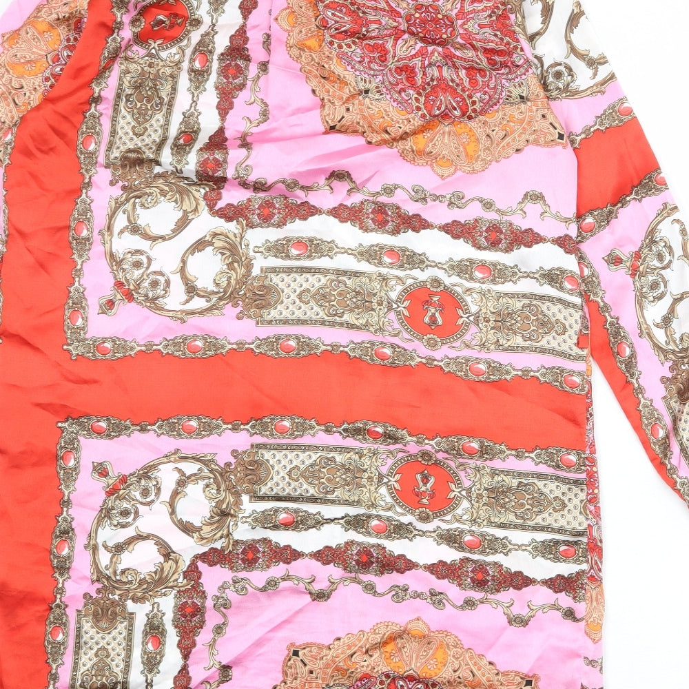 Quiz Womens Multicoloured Geometric Polyester Shirt Dress Size 10 Collared Button