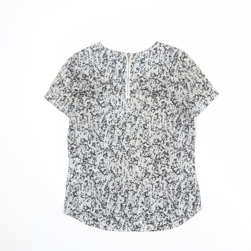 H&M Womens Grey Geometric Polyester Basic T-Shirt Size 8 Round Neck