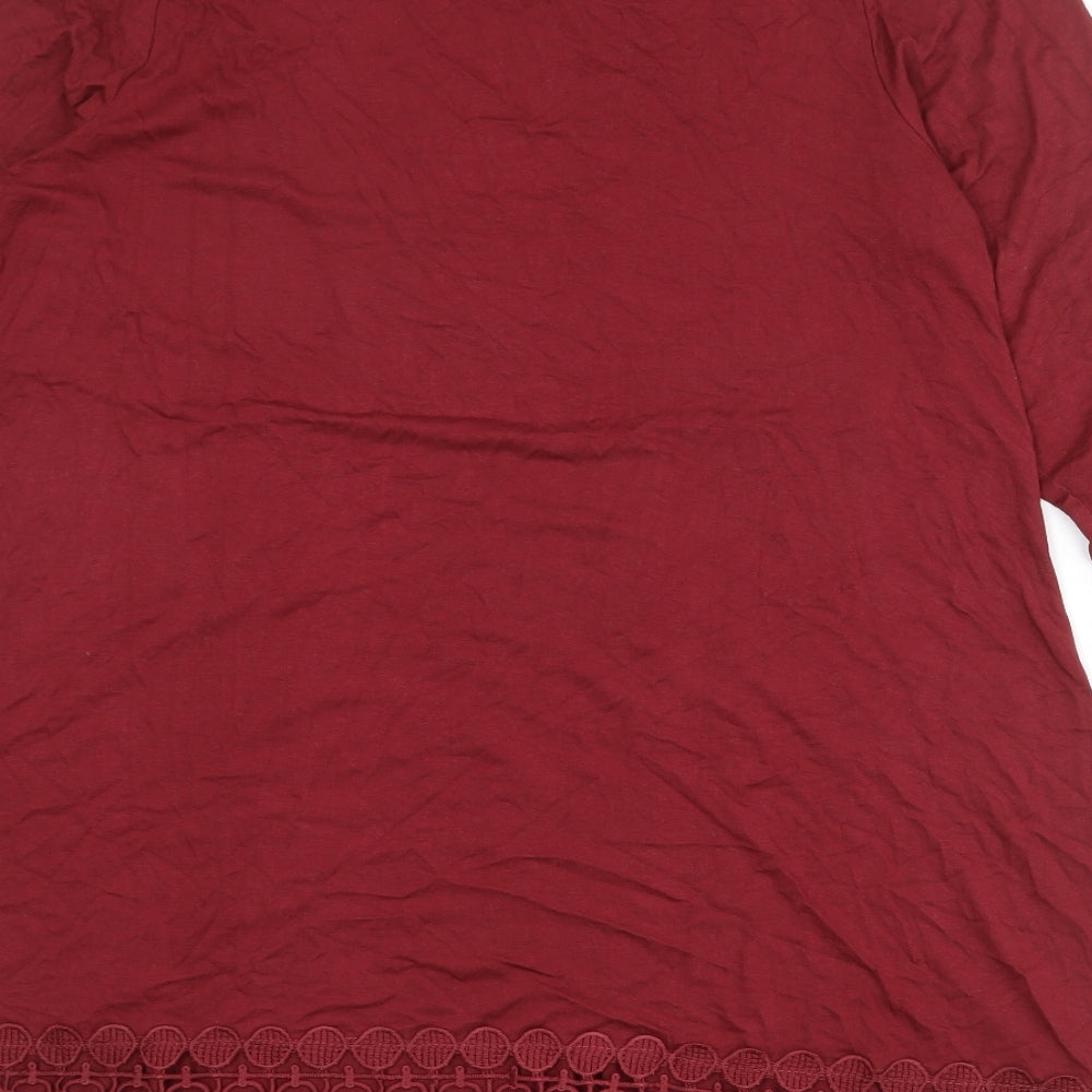 Yours Womens Red Viscose Jumper Dress Size 18 V-Neck Pullover