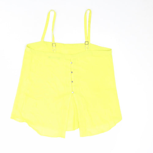 Select Womens Yellow Polyester Basic Tank Size 10 Square Neck