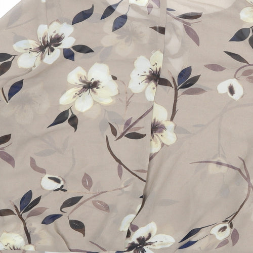 NEXT Womens Brown Floral Polyester Basic Blouse Size 14 Roll Neck