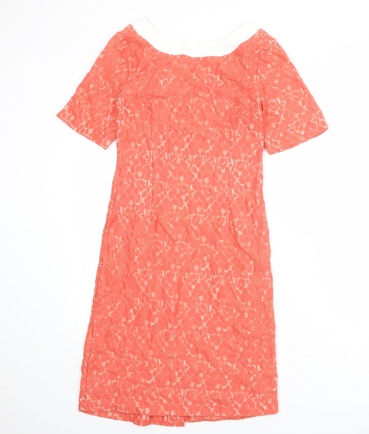 Guray Womens Pink Polyester Shift Size 8 Boat Neck Zip