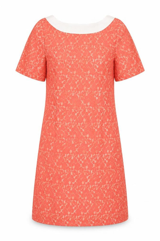 Front view of Guray women’s pink polyester shift, size UK 8, boat neck zip