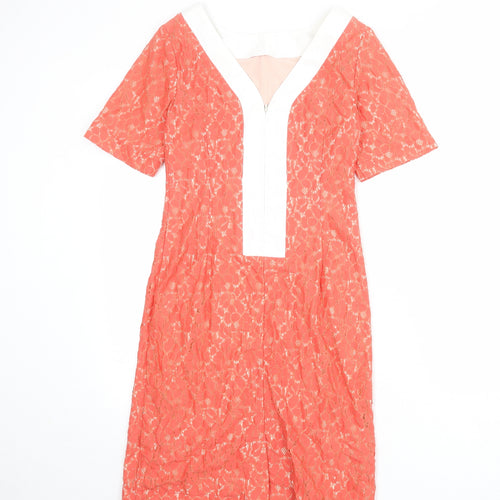 Guray Womens Pink Polyester Shift Size 8 Boat Neck Zip