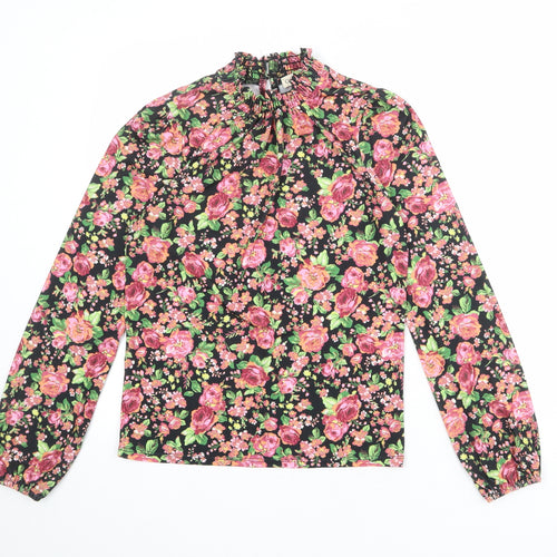Oasis Womens Multicoloured Floral Polyester Basic Blouse Size XS Mock Neck