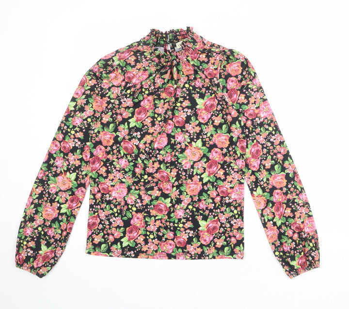 Oasis Womens Multicoloured Floral Polyester Basic Blouse Size XS Mock Neck