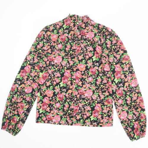 Oasis Womens Multicoloured Floral Polyester Basic Blouse Size XS Mock Neck