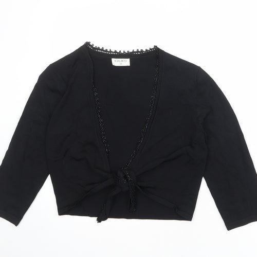 Kaliko Womens Black V-Neck Viscose Wrap Jumper Size 12