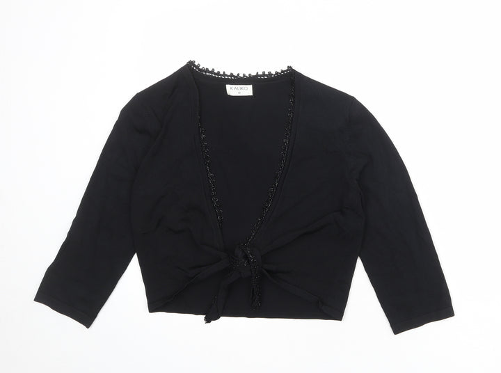 Kaliko Womens Black V-Neck Viscose Wrap Jumper Size 12