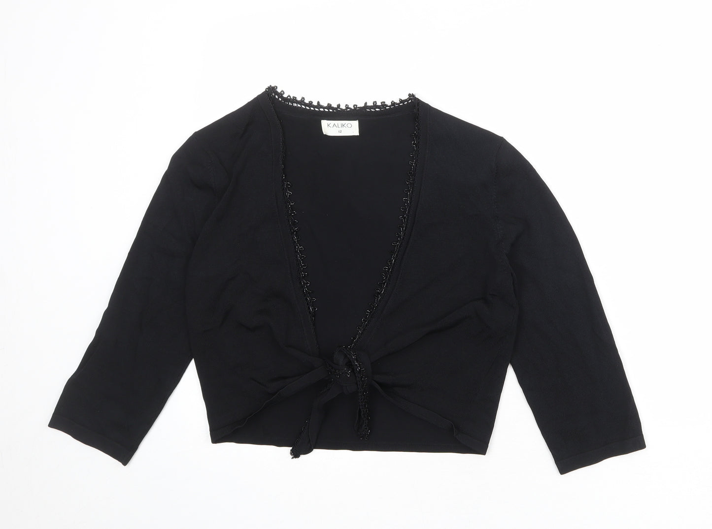 Kaliko Womens Black V-Neck Viscose Wrap Jumper Size 12