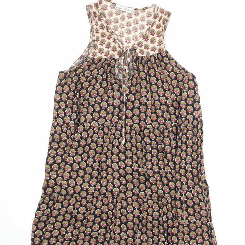 Pull&Bear Womens Multicoloured Geometric Viscose Shift Size XS Round Neck Tie