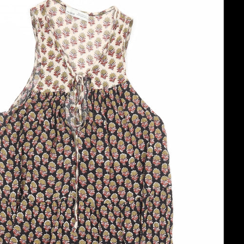 Pull&Bear Womens Multicoloured Geometric Viscose Shift Size XS Round Neck Tie