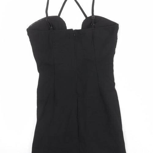 Misspap Womens Black Polyester Mini Size 6 Sweetheart Zip