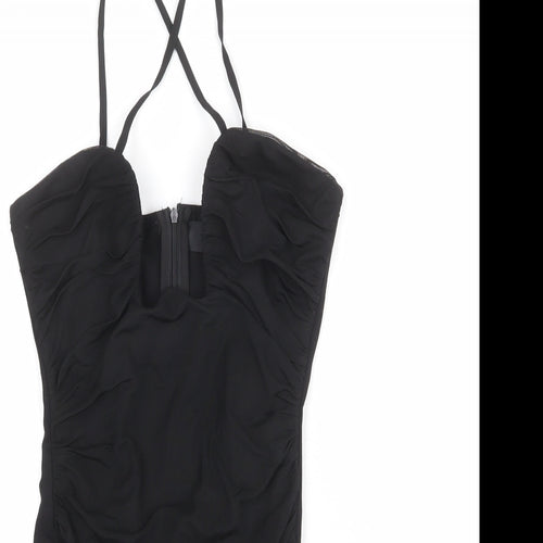 Misspap Womens Black Polyester Mini Size 6 Sweetheart Zip