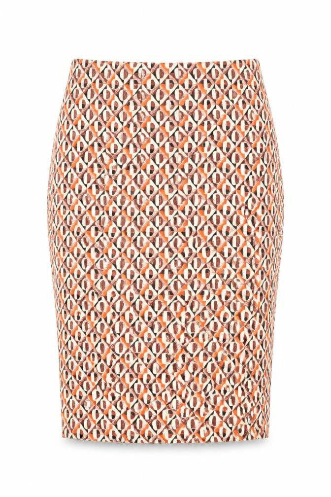Front view of Zara women’s multicoloured geometric polyester straight & pencil skirt, size S