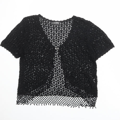 CASAMIA Womens Black V-Neck Polyester Cardigan Jumper Size M - Size M-L