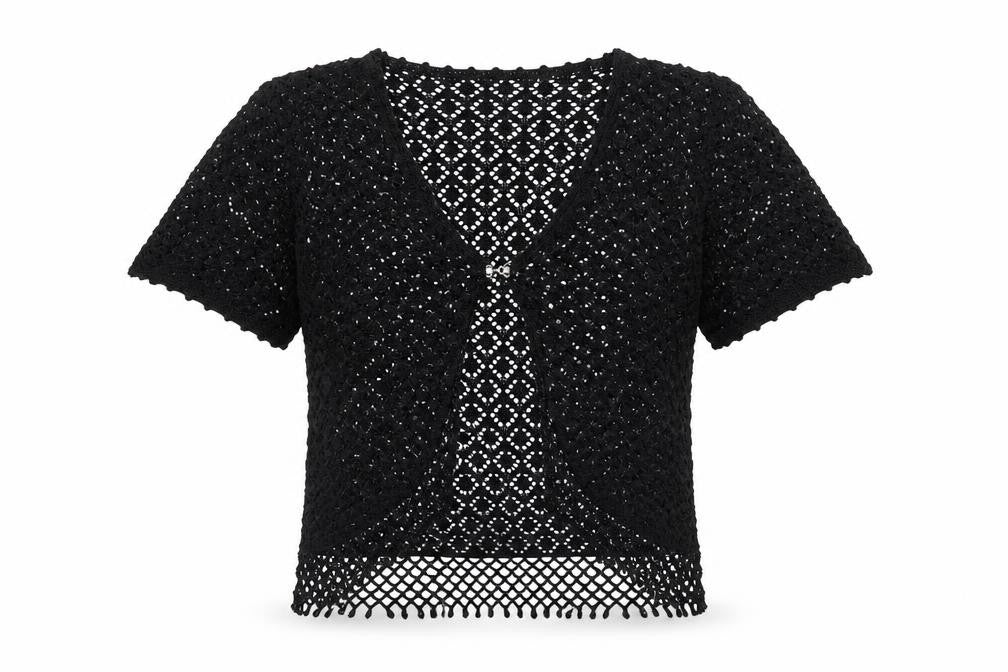 CASAMIA Womens Black V-Neck Polyester Cardigan Jumper Size M - Size M-L