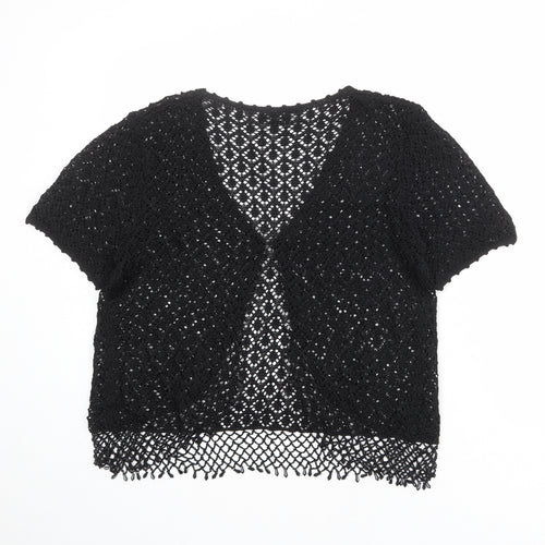 CASAMIA Womens Black V-Neck Polyester Cardigan Jumper Size M - Size M-L