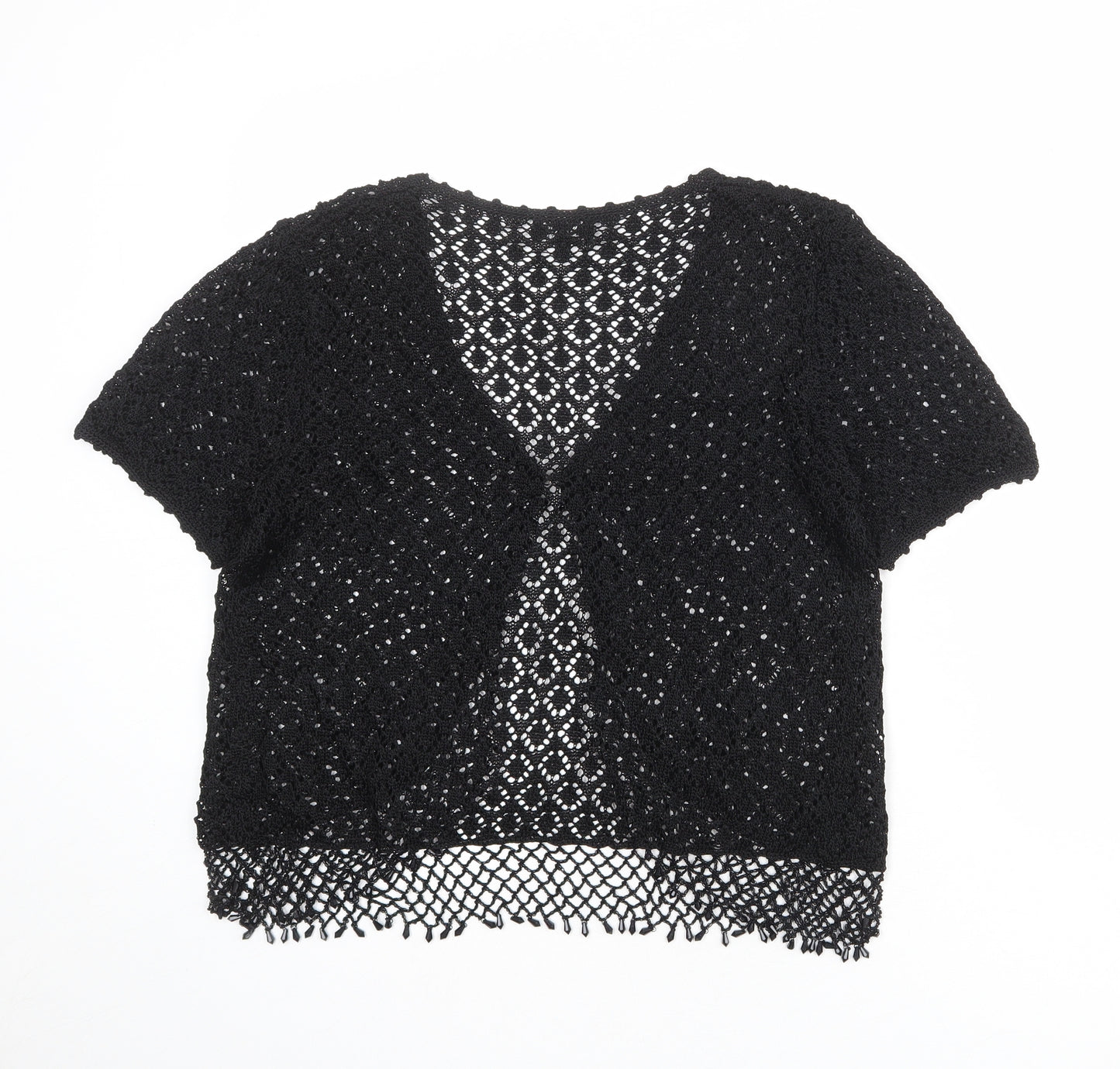 CASAMIA Womens Black V-Neck Polyester Cardigan Jumper Size M - Size M-L