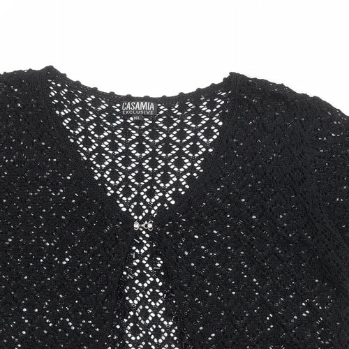 CASAMIA Womens Black V-Neck Polyester Cardigan Jumper Size M - Size M-L