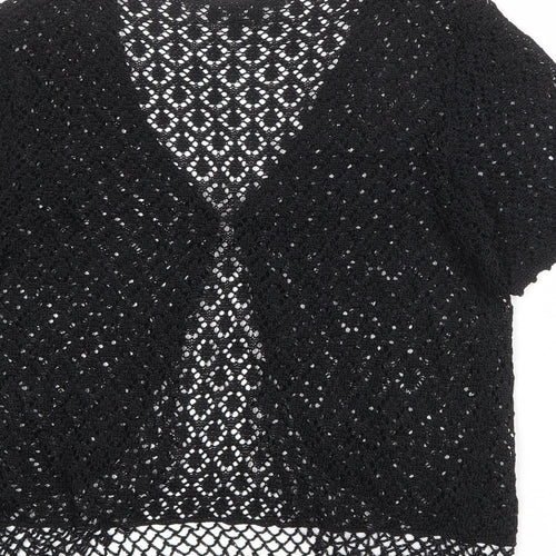 CASAMIA Womens Black V-Neck Polyester Cardigan Jumper Size M - Size M-L