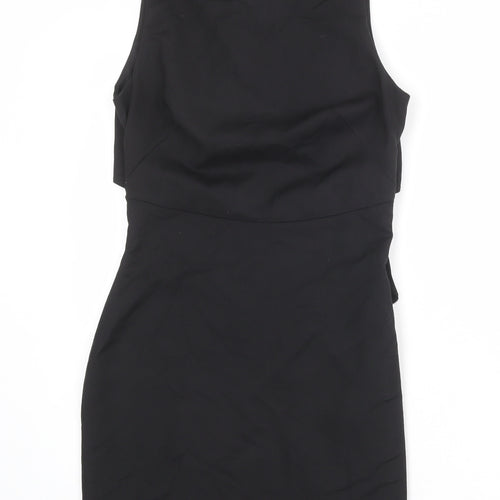 Zara Womens Black Polyester Shift Size S Round Neck Zip