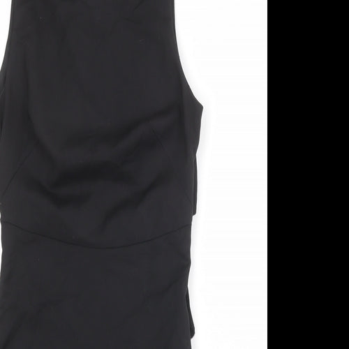 Zara Womens Black Polyester Shift Size S Round Neck Zip