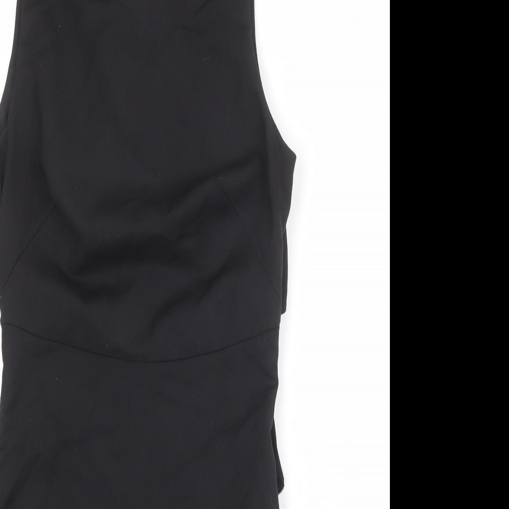 Zara Womens Black Polyester Shift Size S Round Neck Zip