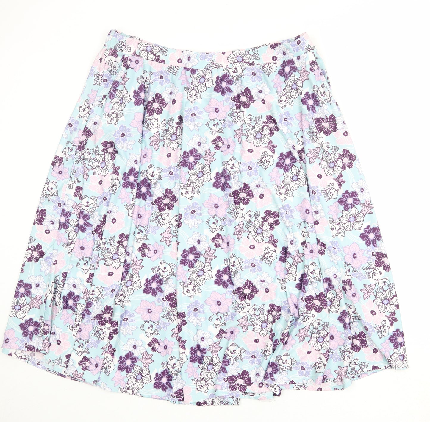 Damart Womens Blue Floral Polyester Swing Skirt Size 22