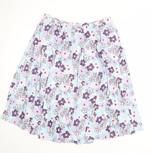Damart Womens Blue Floral Polyester Swing Skirt Size 22