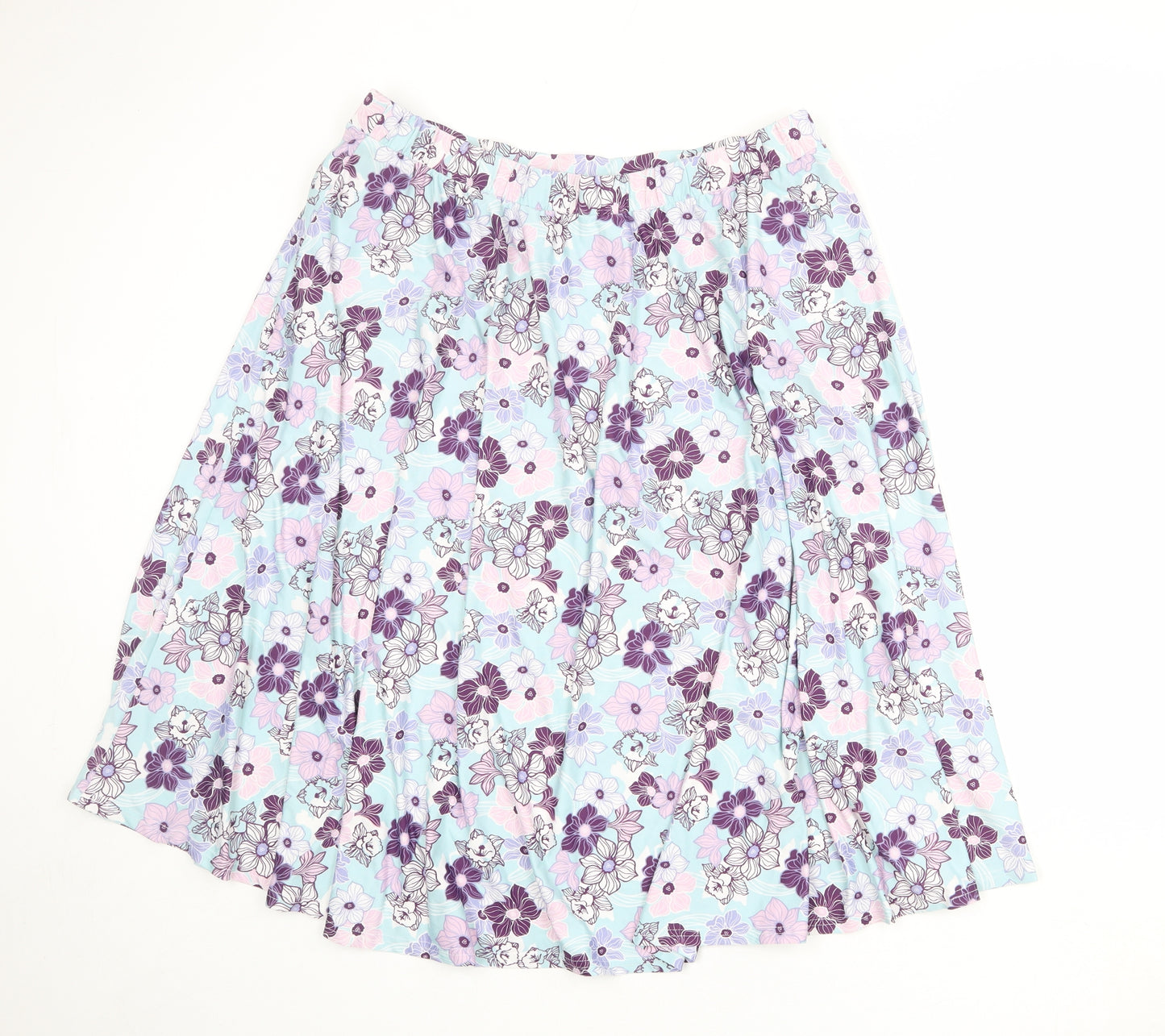 Damart Womens Blue Floral Polyester Swing Skirt Size 22