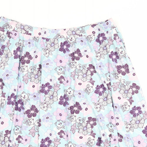 Damart Womens Blue Floral Polyester Swing Skirt Size 22