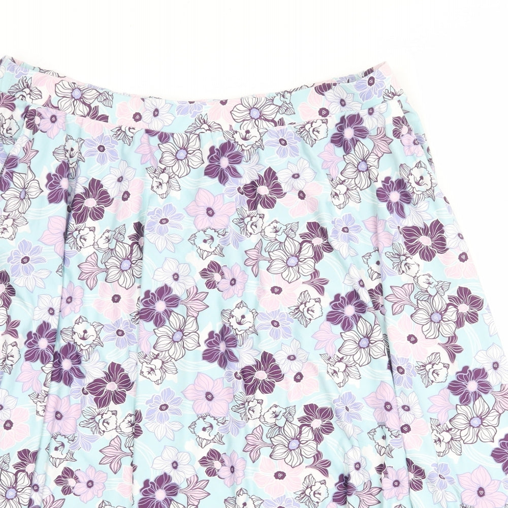 Damart Womens Blue Floral Polyester Swing Skirt Size 22