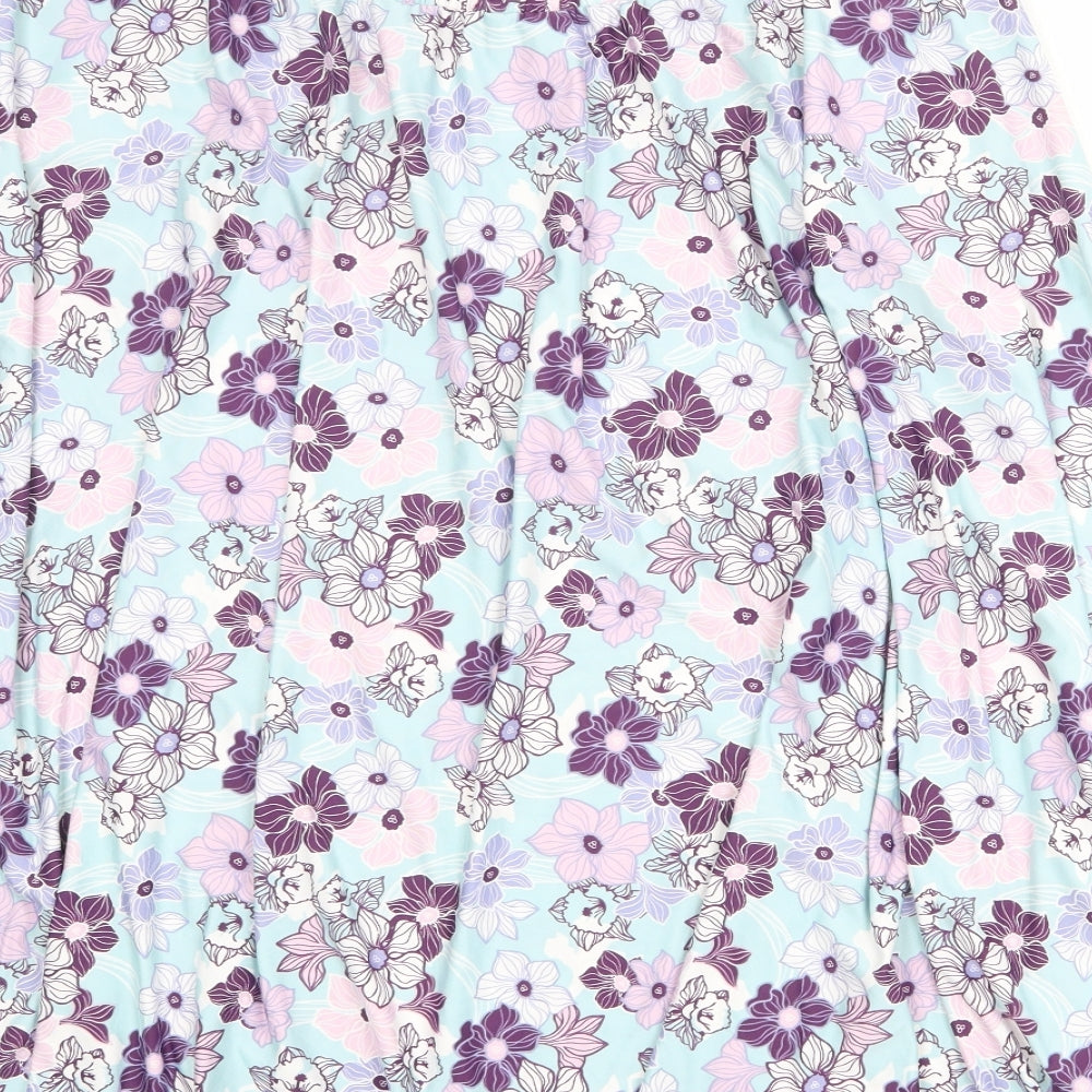 Damart Womens Blue Floral Polyester Swing Skirt Size 22