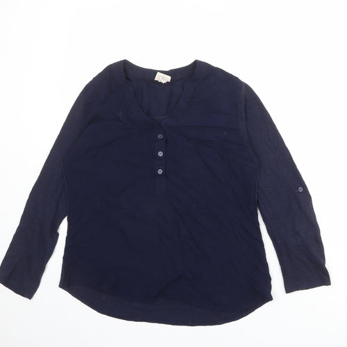 Merona Womens Blue Viscose Basic Blouse Size XS Round Neck