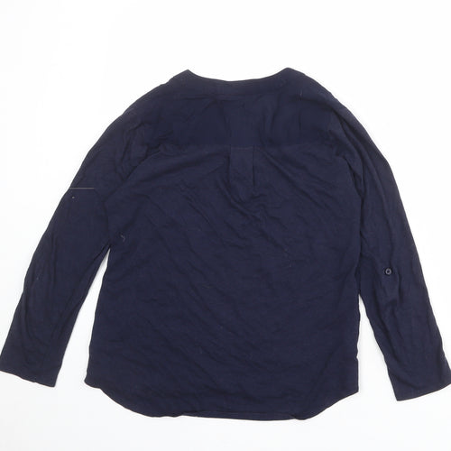 Merona Womens Blue Viscose Basic Blouse Size XS Round Neck