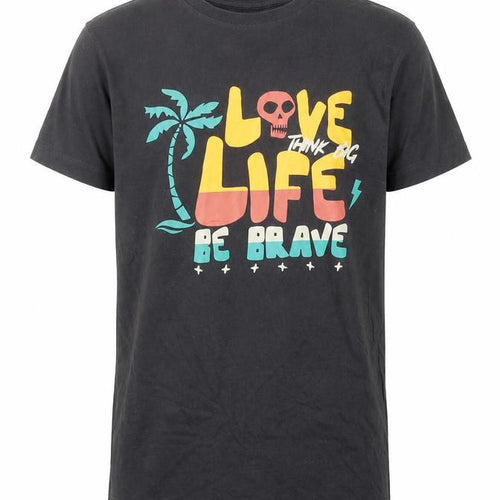 Marks and Spencer Boys Grey 100% Cotton Basic T-Shirt Size 9-10 Years Round Neck Pullover - Love Life Be Brave