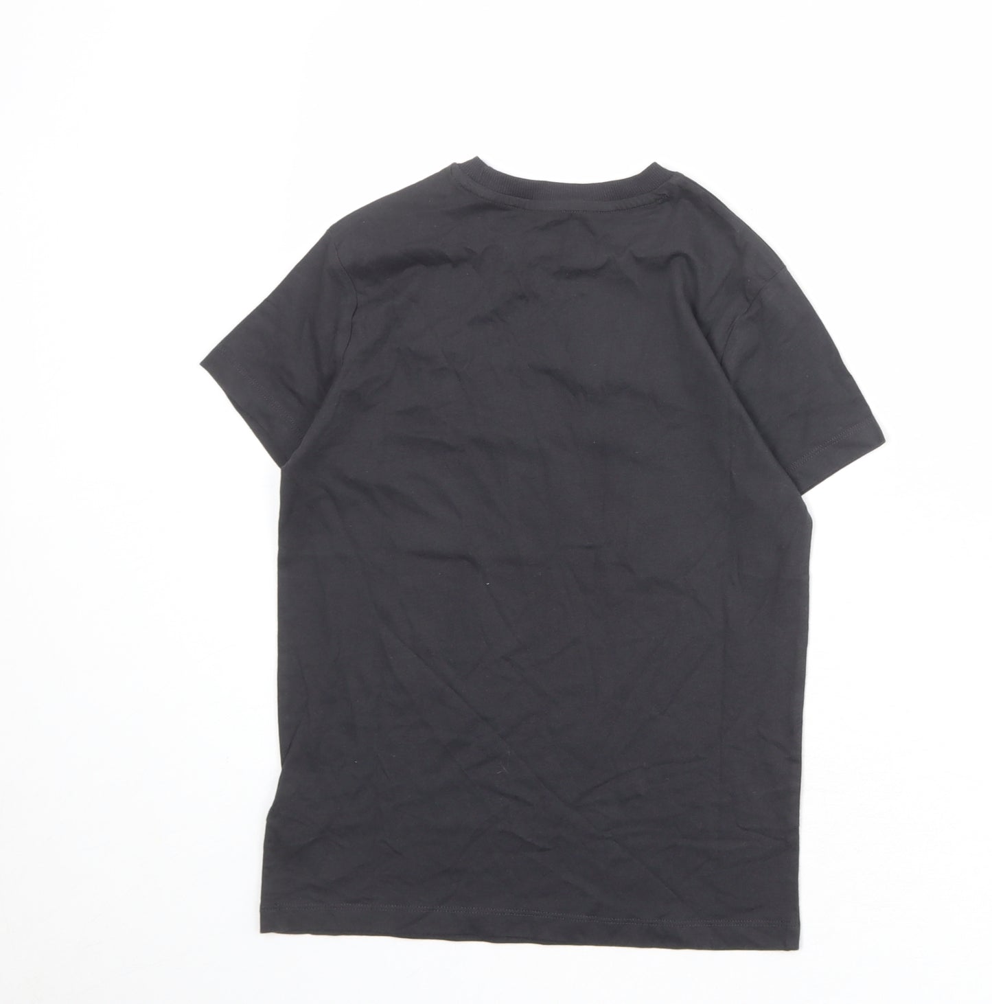 Marks and Spencer Boys Grey 100% Cotton Basic T-Shirt Size 9-10 Years Round Neck Pullover - Love Life Be Brave