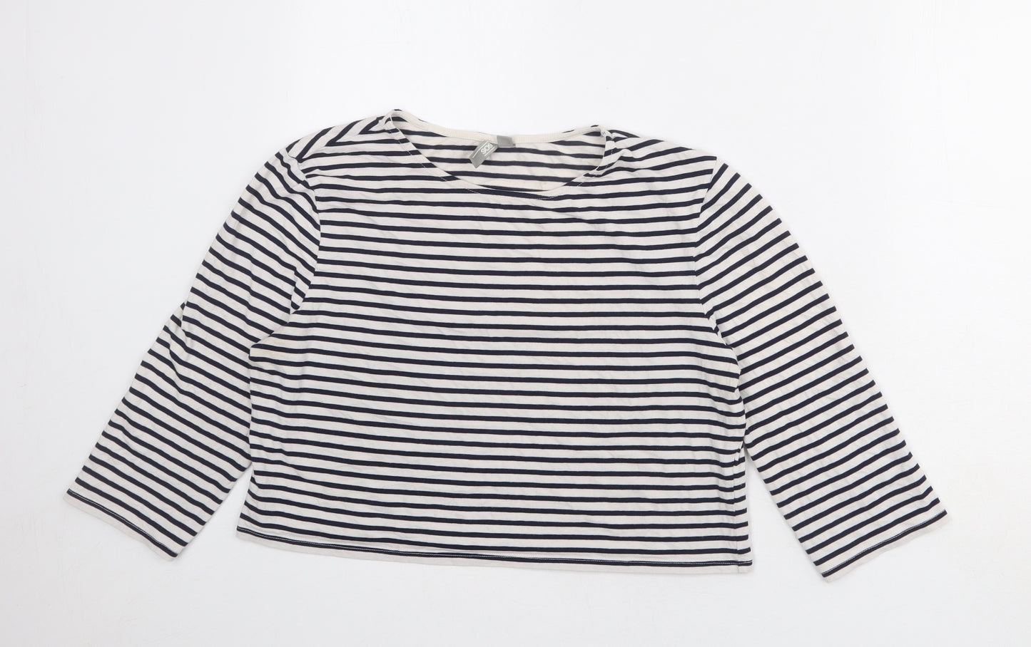 ASOS Womens White Striped Polyester Cropped Blouse Size 18 Round Neck