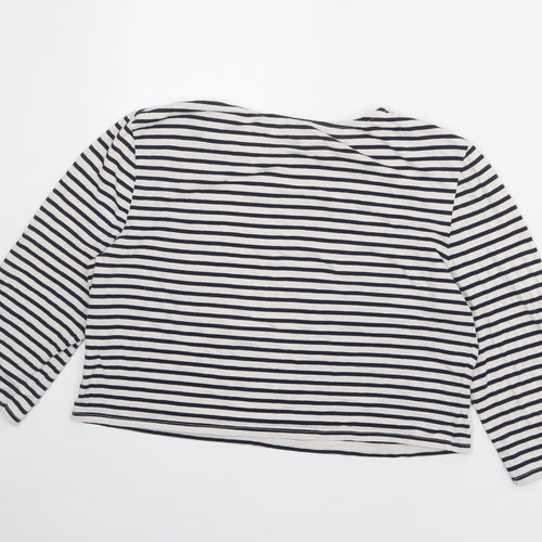 ASOS Womens White Striped Polyester Cropped Blouse Size 18 Round Neck