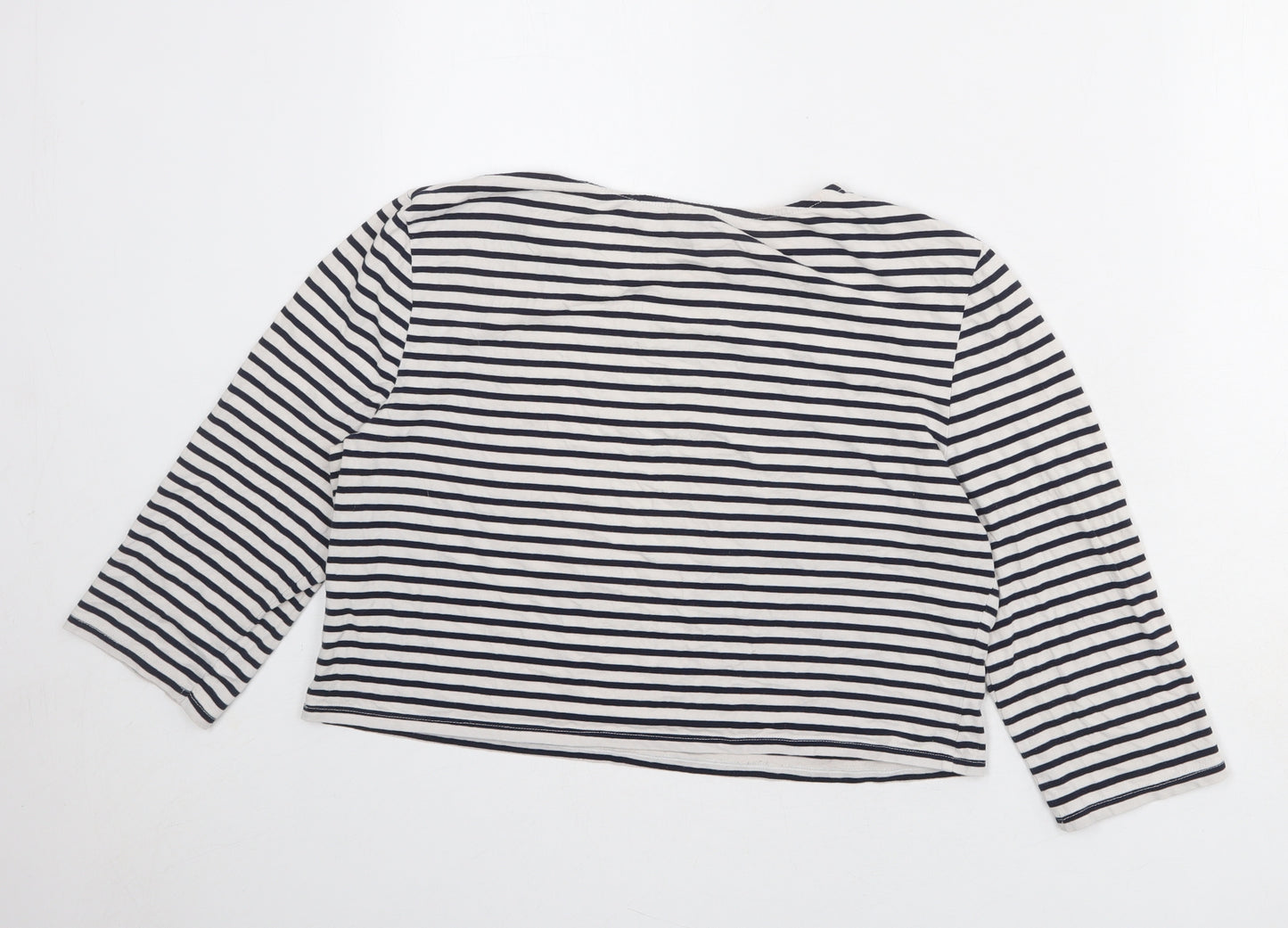 ASOS Womens White Striped Polyester Cropped Blouse Size 18 Round Neck