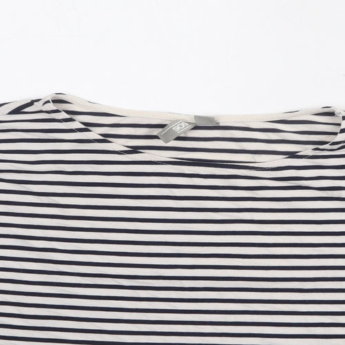 ASOS Womens White Striped Polyester Cropped Blouse Size 18 Round Neck