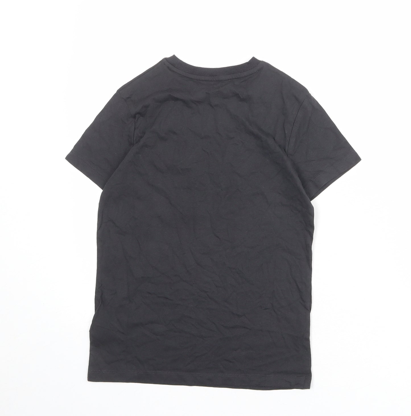 Marks and Spencer Boys Grey 100% Cotton Basic T-Shirt Size 9-10 Years Round Neck Pullover - Love Life Be Brave