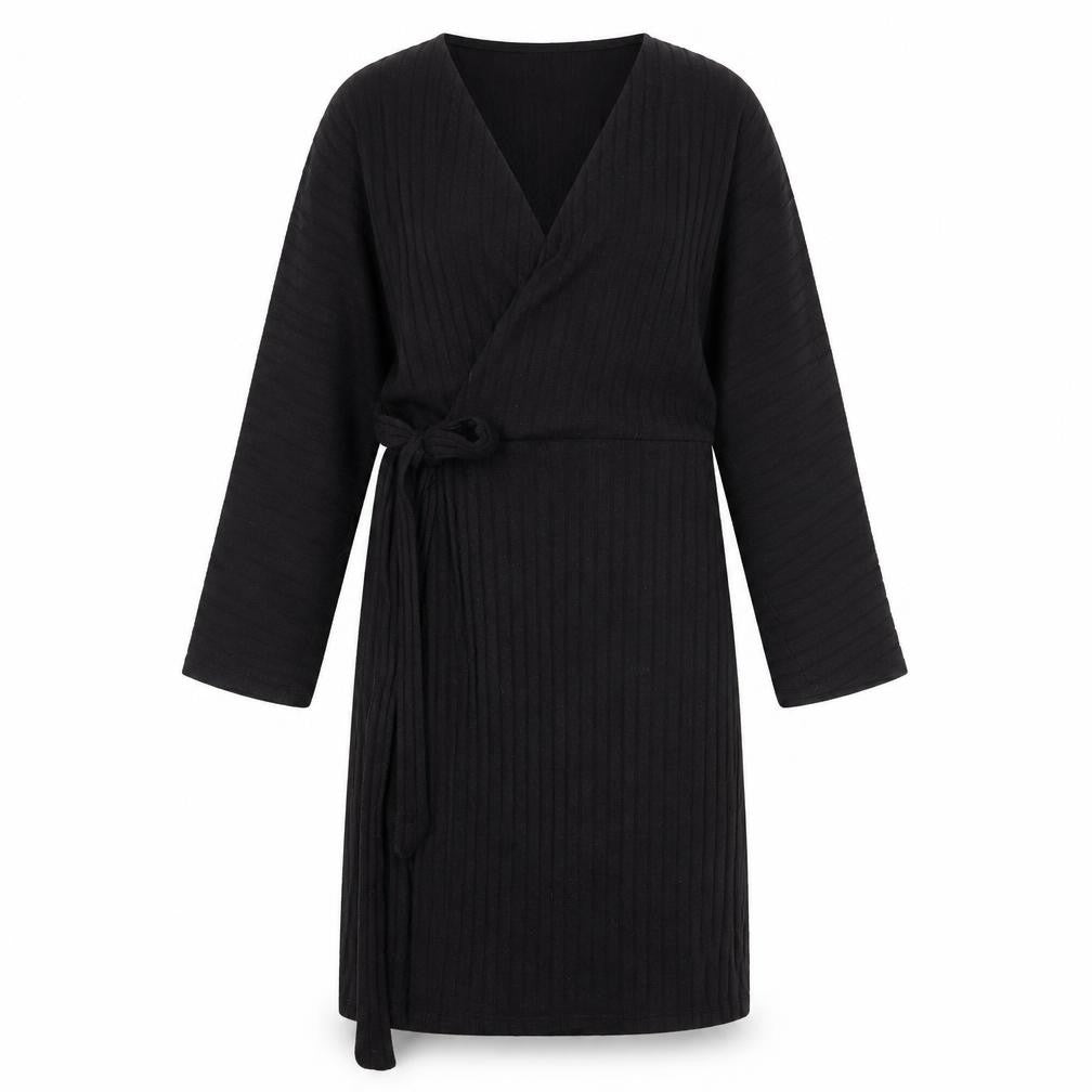 Front view of River Island women’s black polyester a-line, size UK 10, v-neck tie