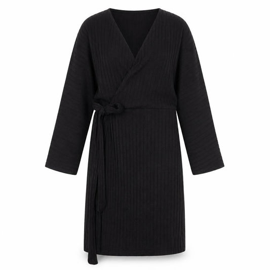 Front view of River Island women’s black polyester a-line, size UK 10, v-neck tie