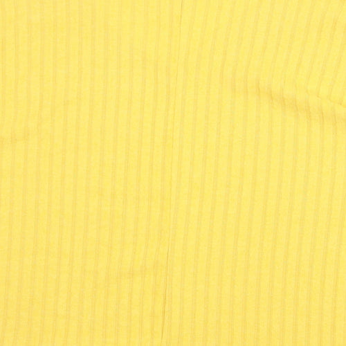 New Look Womens Yellow V-Neck Polyester Pullover Jumper Size L